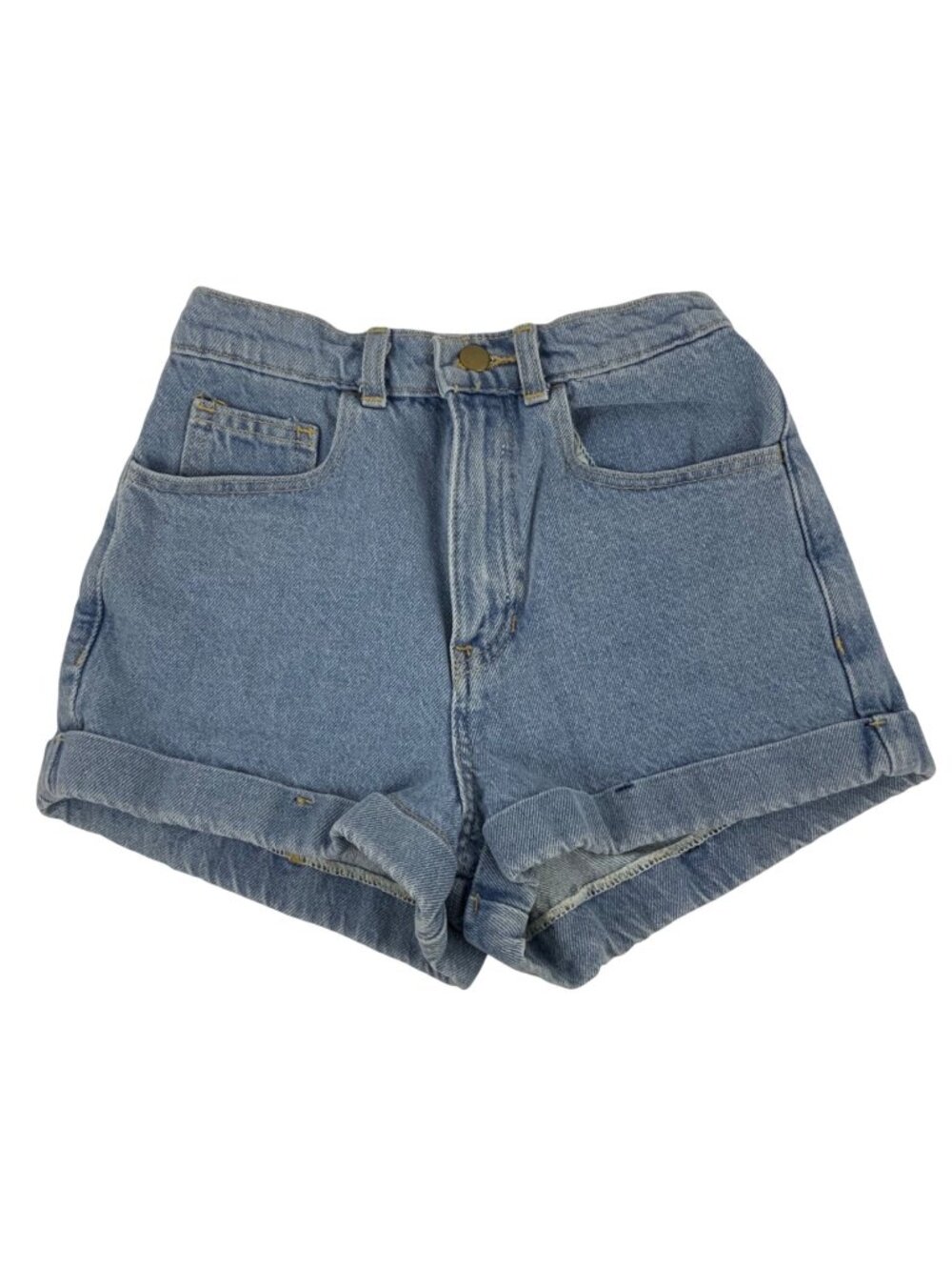 American Apparel High-Waisted Denim Shorts Size 25 Light Wash Made In USA